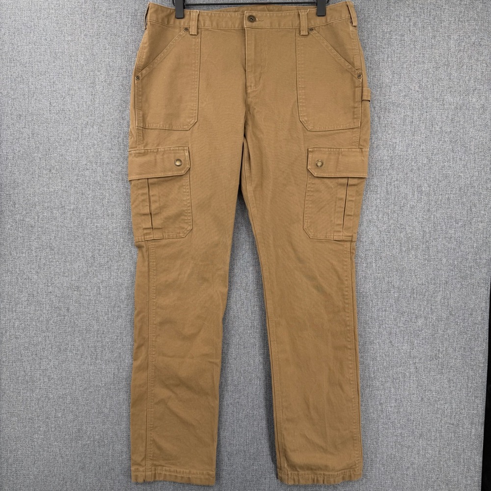 Duluth Trading Co Curvesetter Waistband Utility Cargo Pants Brown 12x31 Stretch